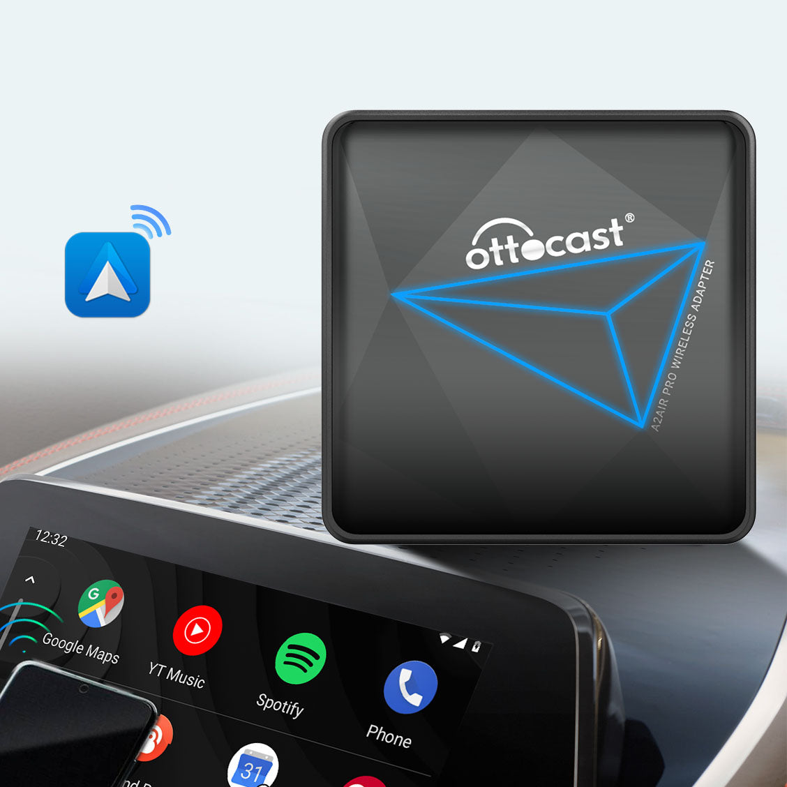 (Today Special Offer $20 OFF)) A2Air Pro Wireless Android Auto Adapter