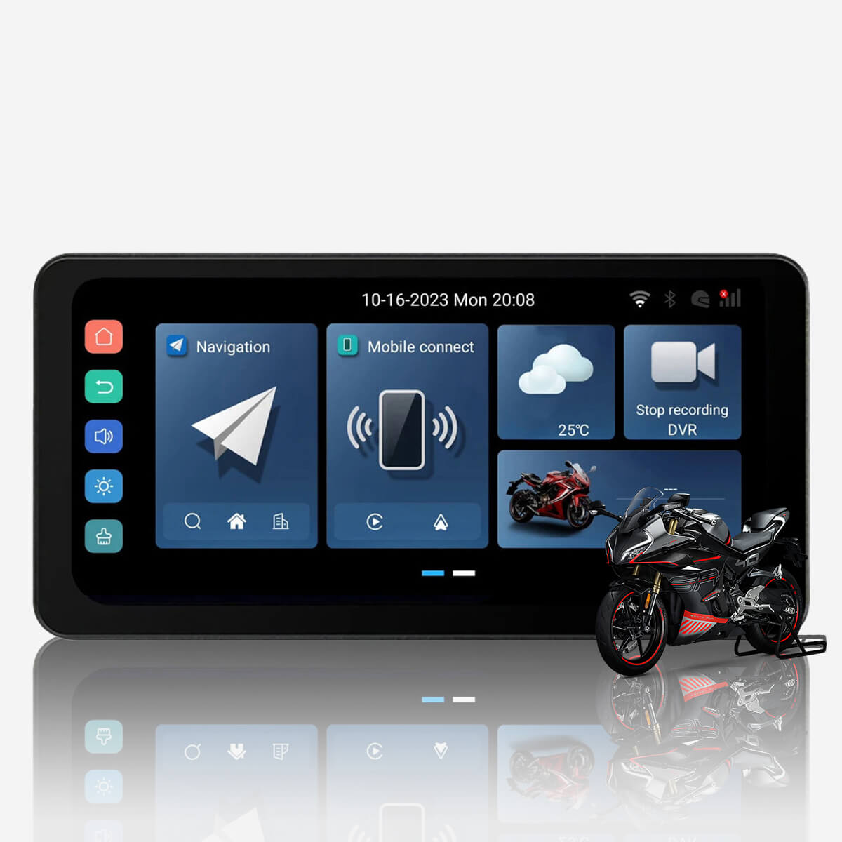 CarPlay Lite C5 Ultra Motorcycle Android 12 GPS Display Screen With DVR Camera