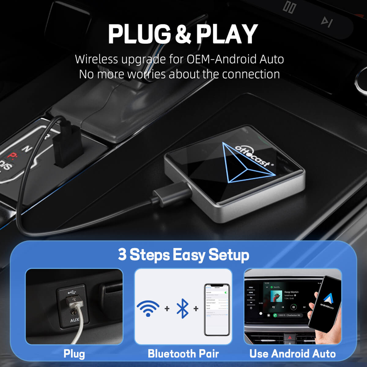 (Today Special Offer $20 OFF)) A2Air Pro Wireless Android Auto Adapter