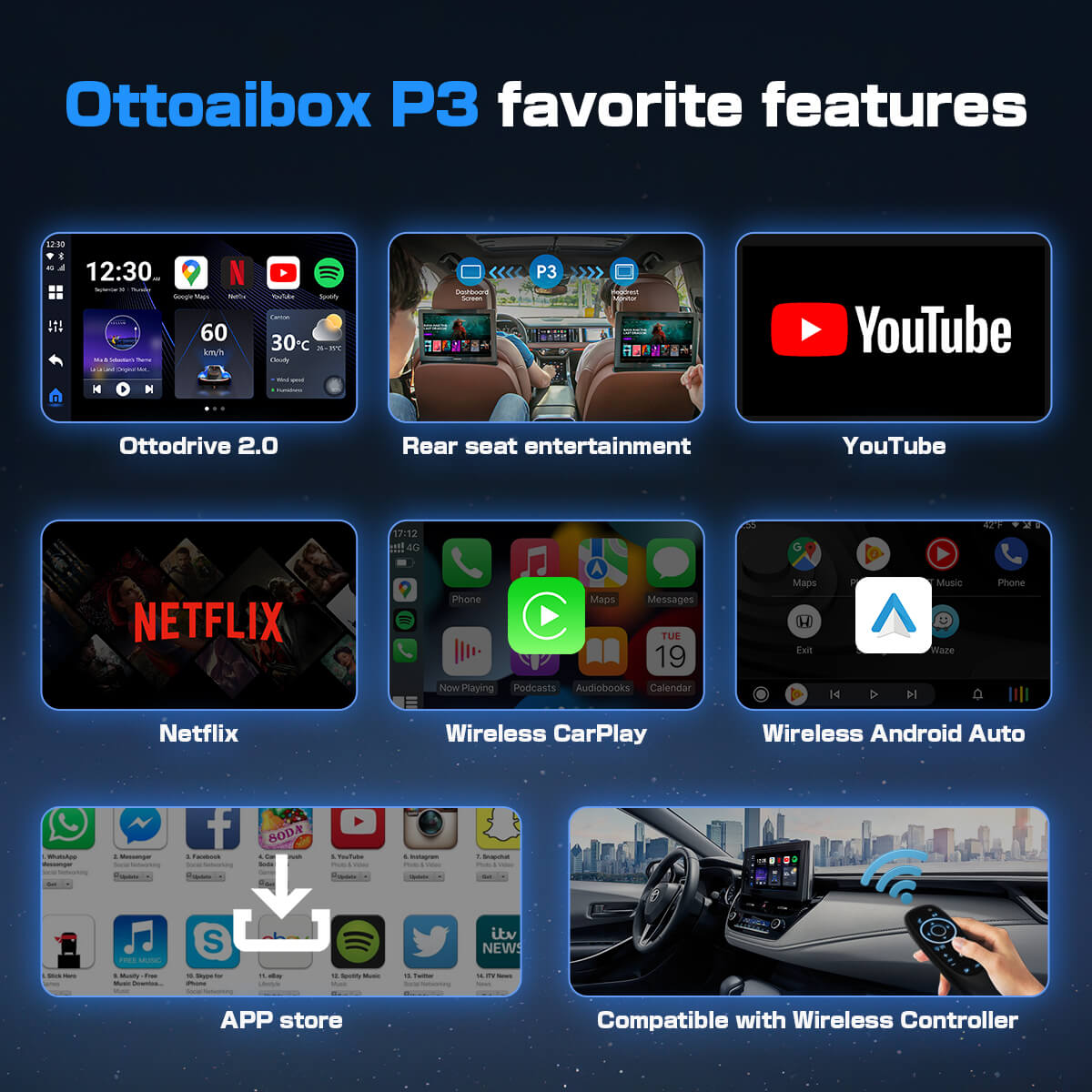 (Today Special Offer $50 OFF) OttoAibox P3 CarPlay AI Box